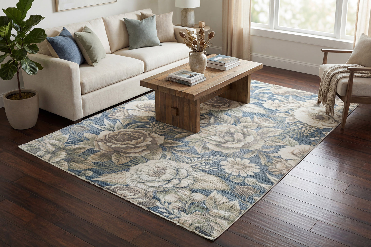 Botanica 13361-580 Navy/Beige Area Rug