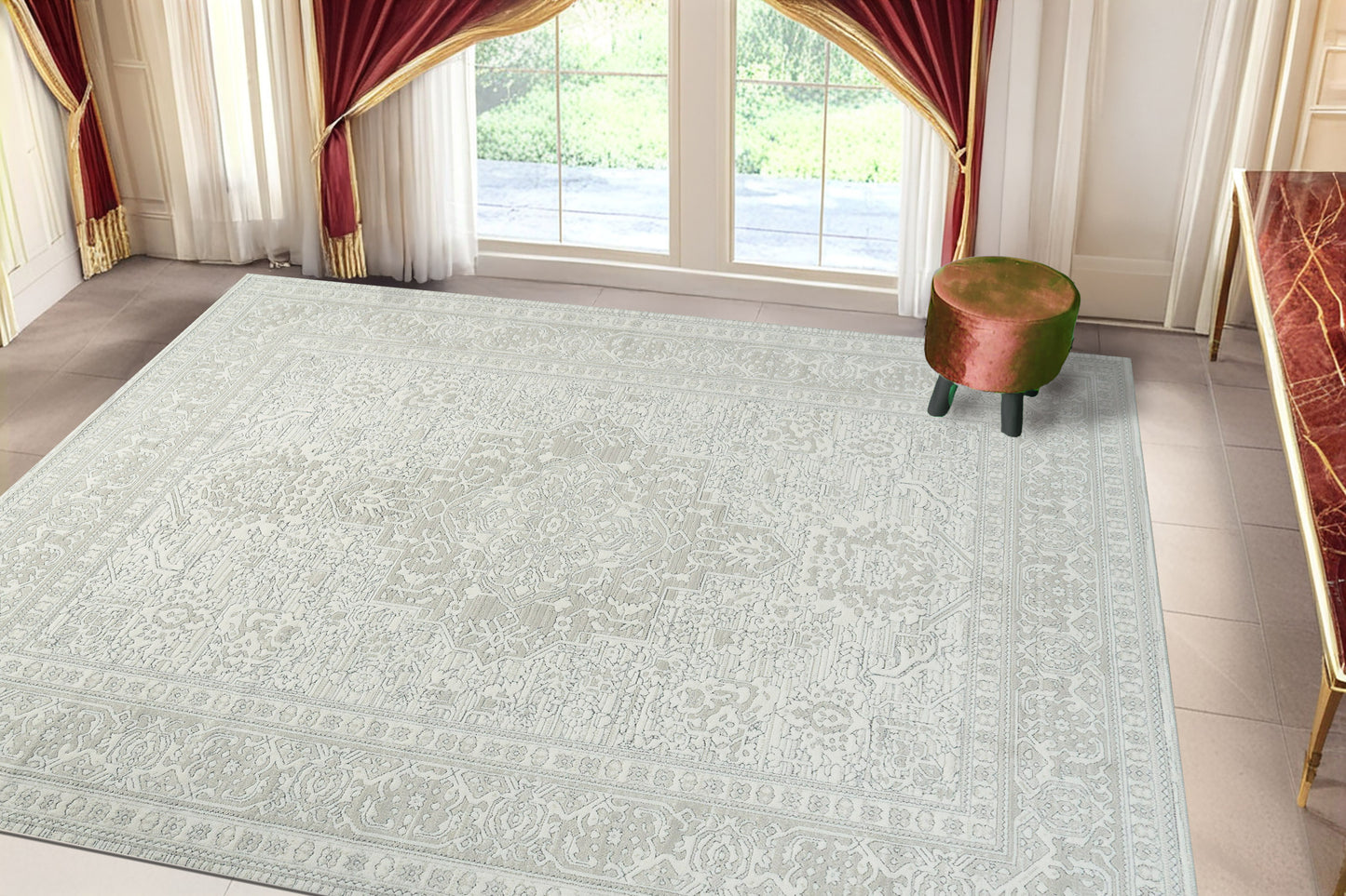 Boutique 19482-910 Grey/Cream Area Rug