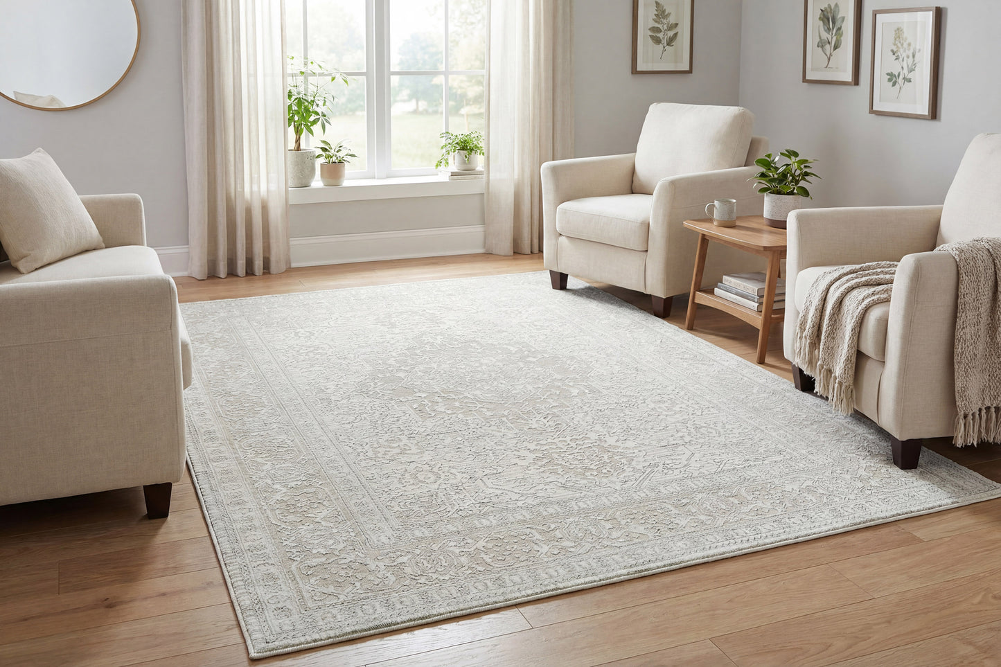 Boutique 19482-910 Grey/Cream Area Rug