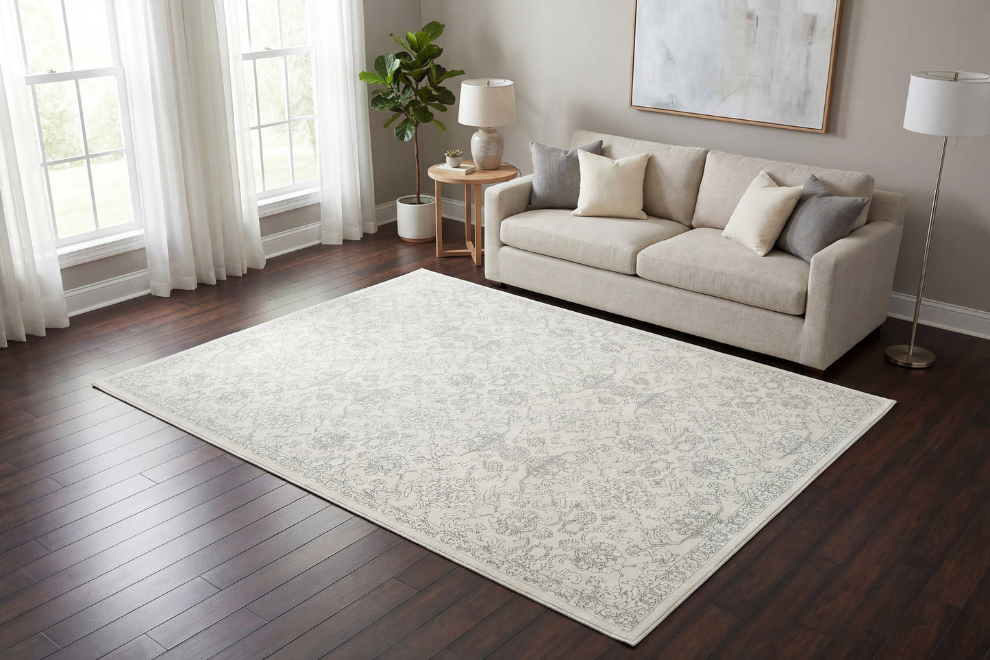 Boutique 19483-910 Grey/Cream Area Rug