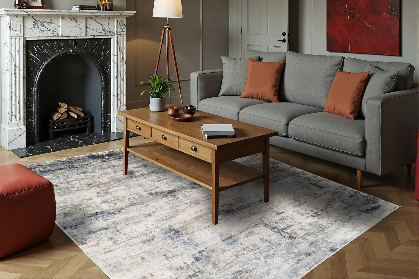 Castilla 3533-950 Grey/Blue Area Rug