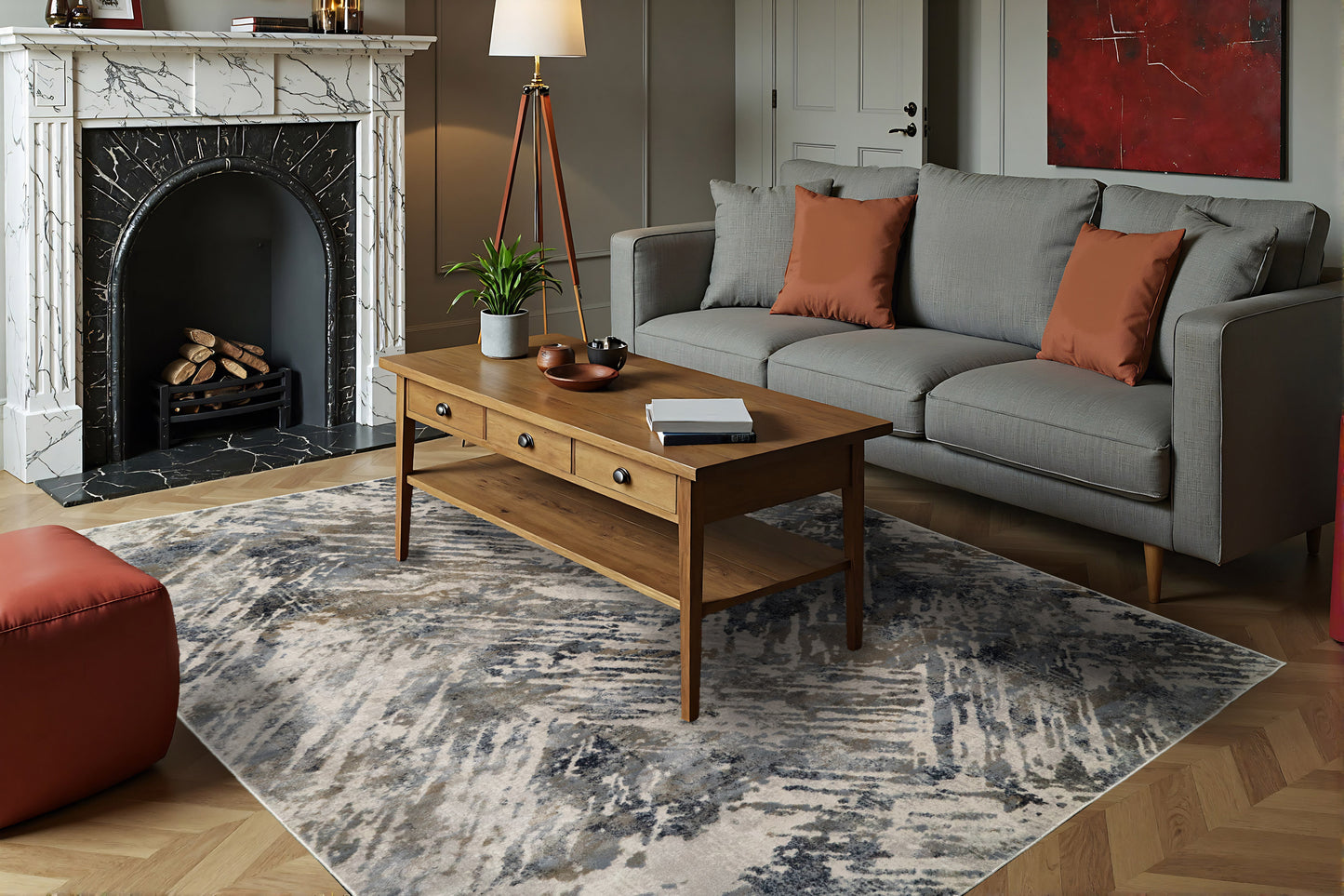 Castilla 3537-950 Grey/Blue Area Rug