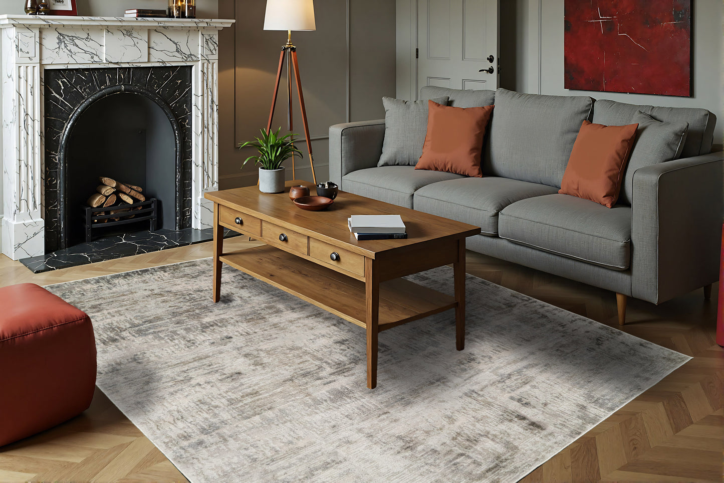 Castilla 3555-190 Ivory/Grey Area Rug