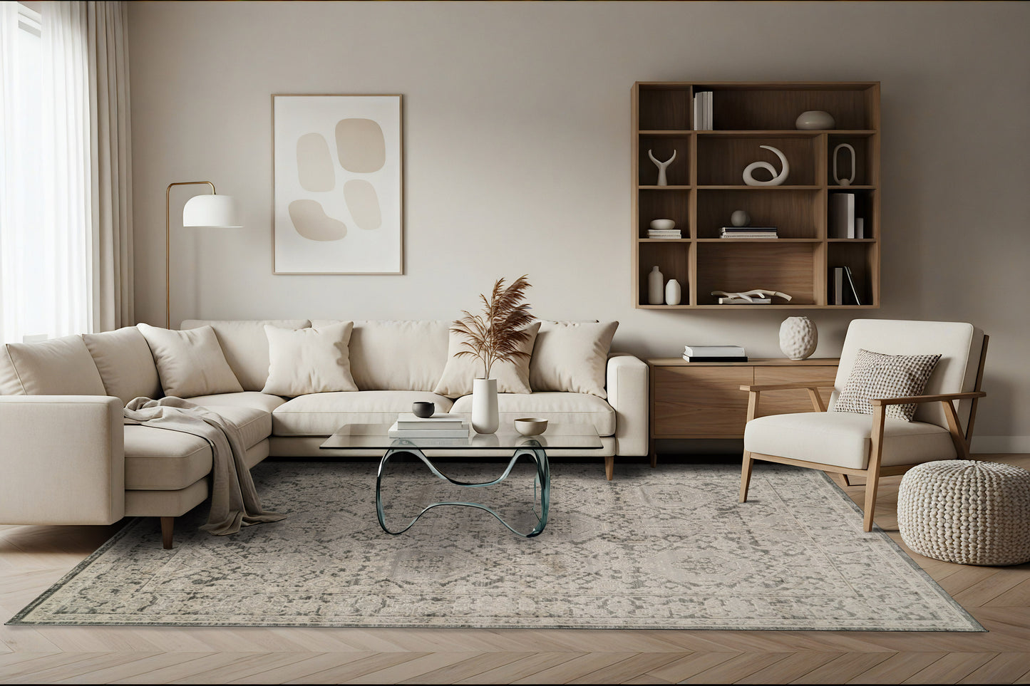Charlotte 19900-190 Ivory/Grey Area Rug