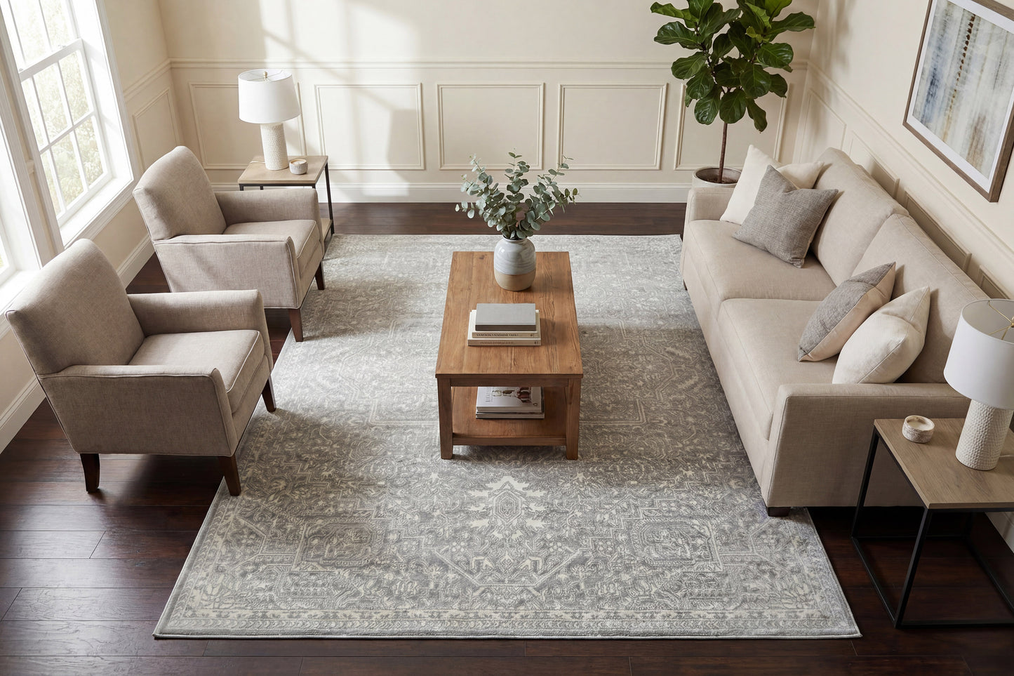 Charlotte 19903-890 Beige/Grey Area Rug