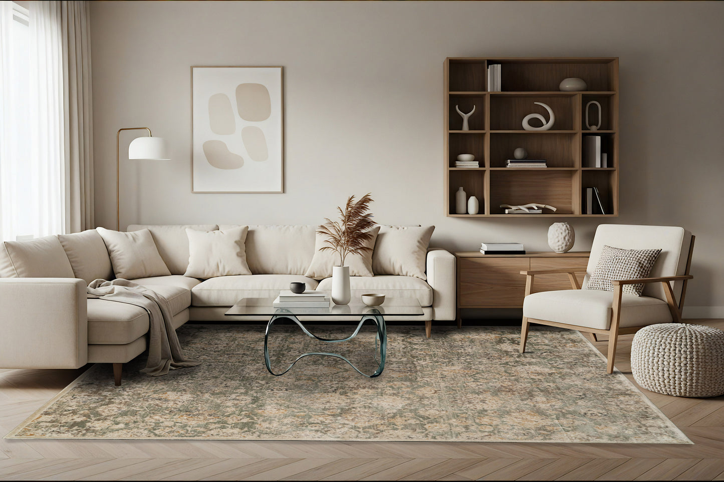 Charlotte 19906-489 Sage/Beige/Grey Area Rug