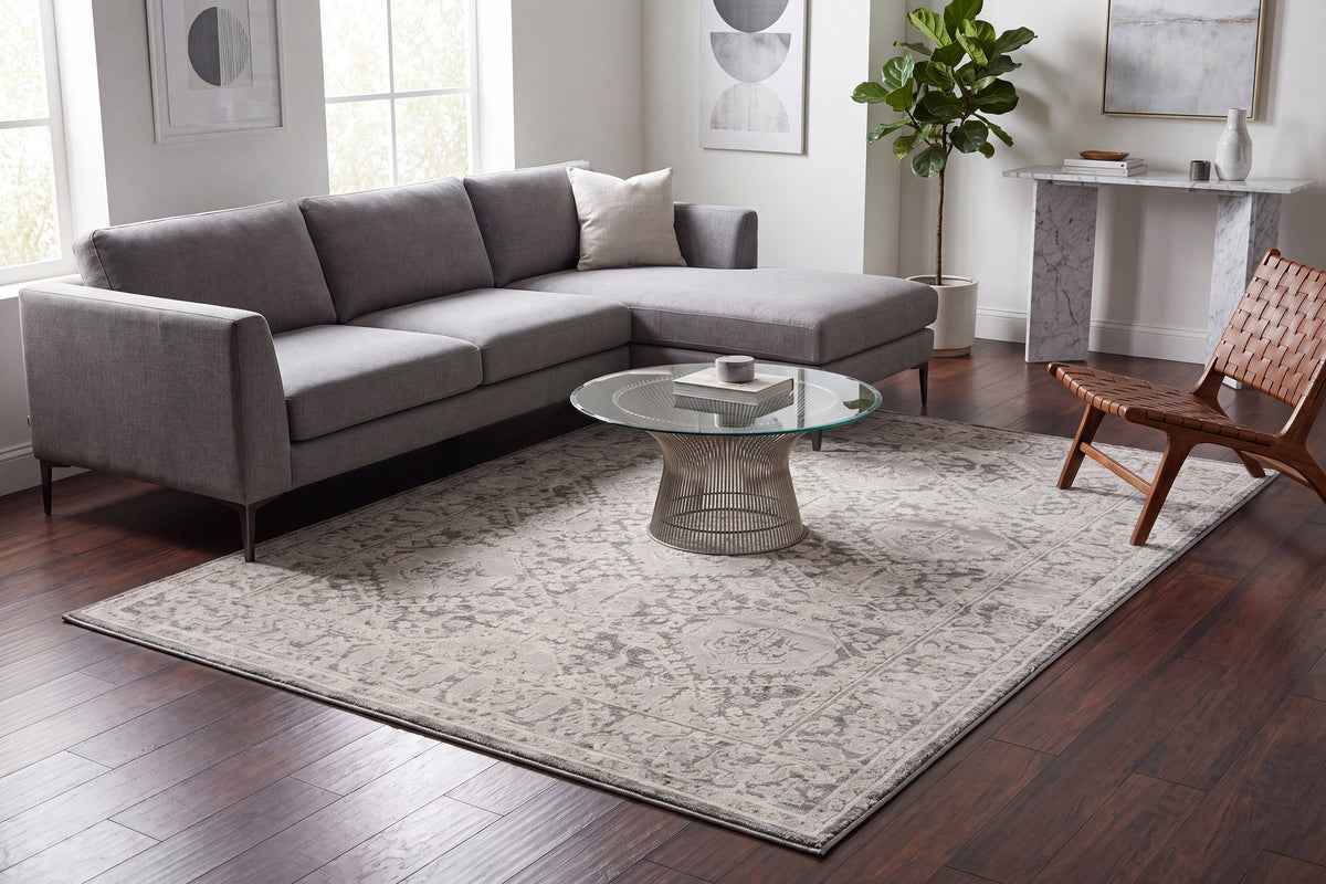 Charlotte 19900-190 Ivory/Grey Area Rug