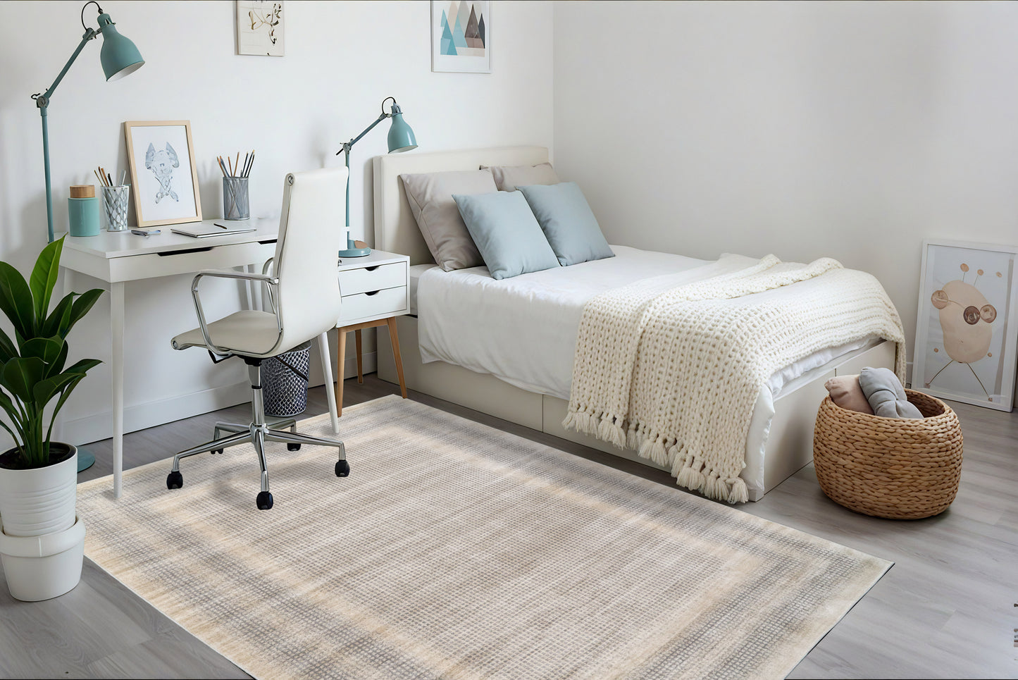 Cosmo 6835-890 Beige/Grey Area Rug