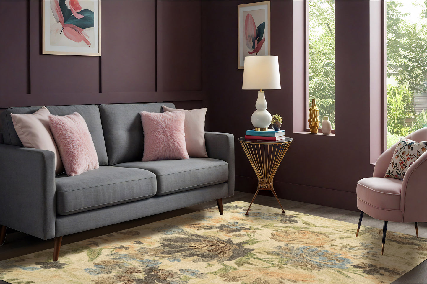 Daisy 9080-199 Ivory/Multi Area Rug