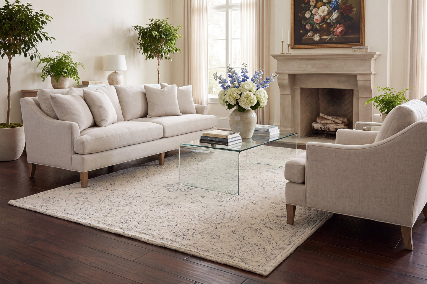 Daisy 9088-100 Ivory Area Rug