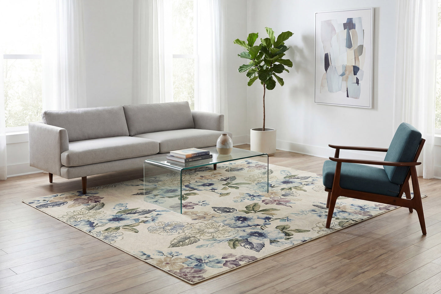 Eclipse 63322-6141 Cream/Blue Area Rug