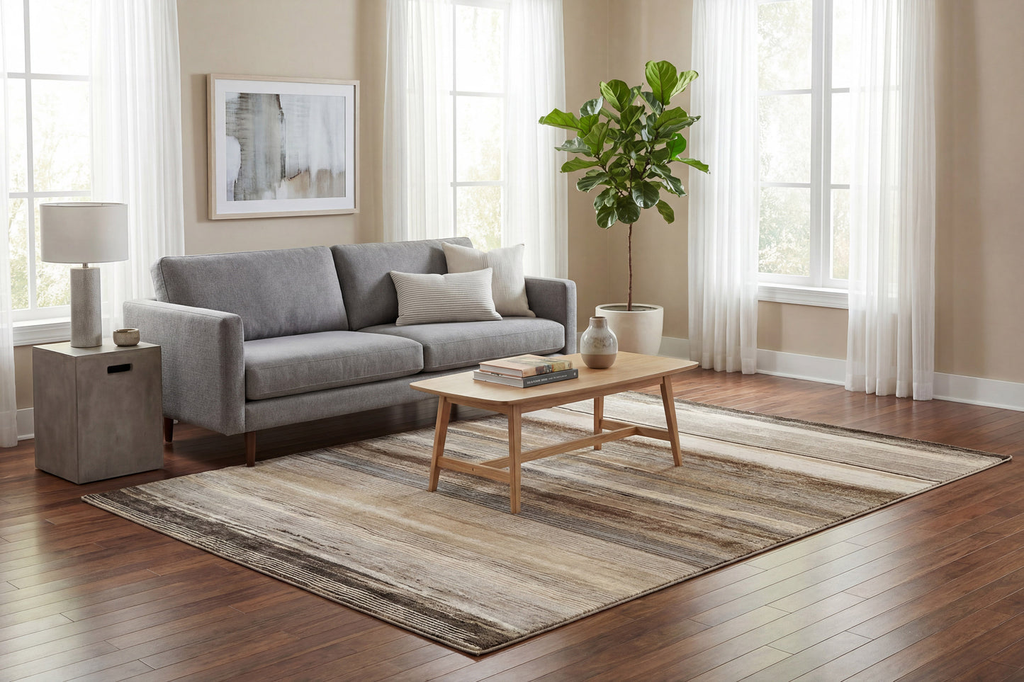 Eclipse 63351-9243 Beige/Brown/Grey Area Rug