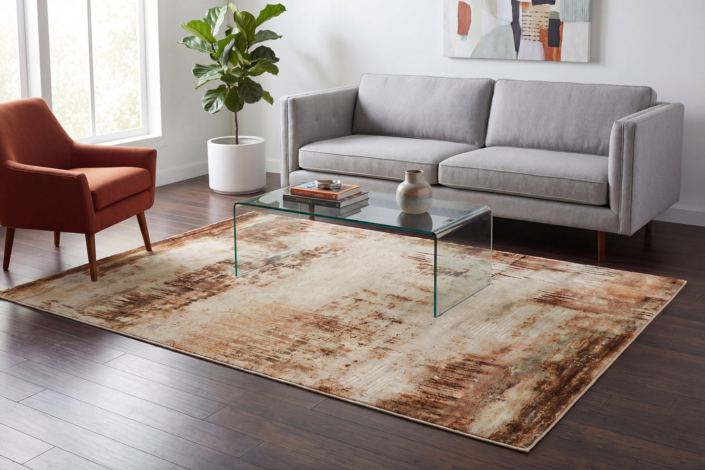 Eclipse 63393-6474 Beige/Rust Area Rug