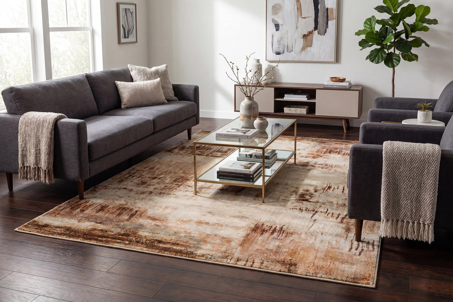 Eclipse 63393-6474 Beige/Rust Area Rug