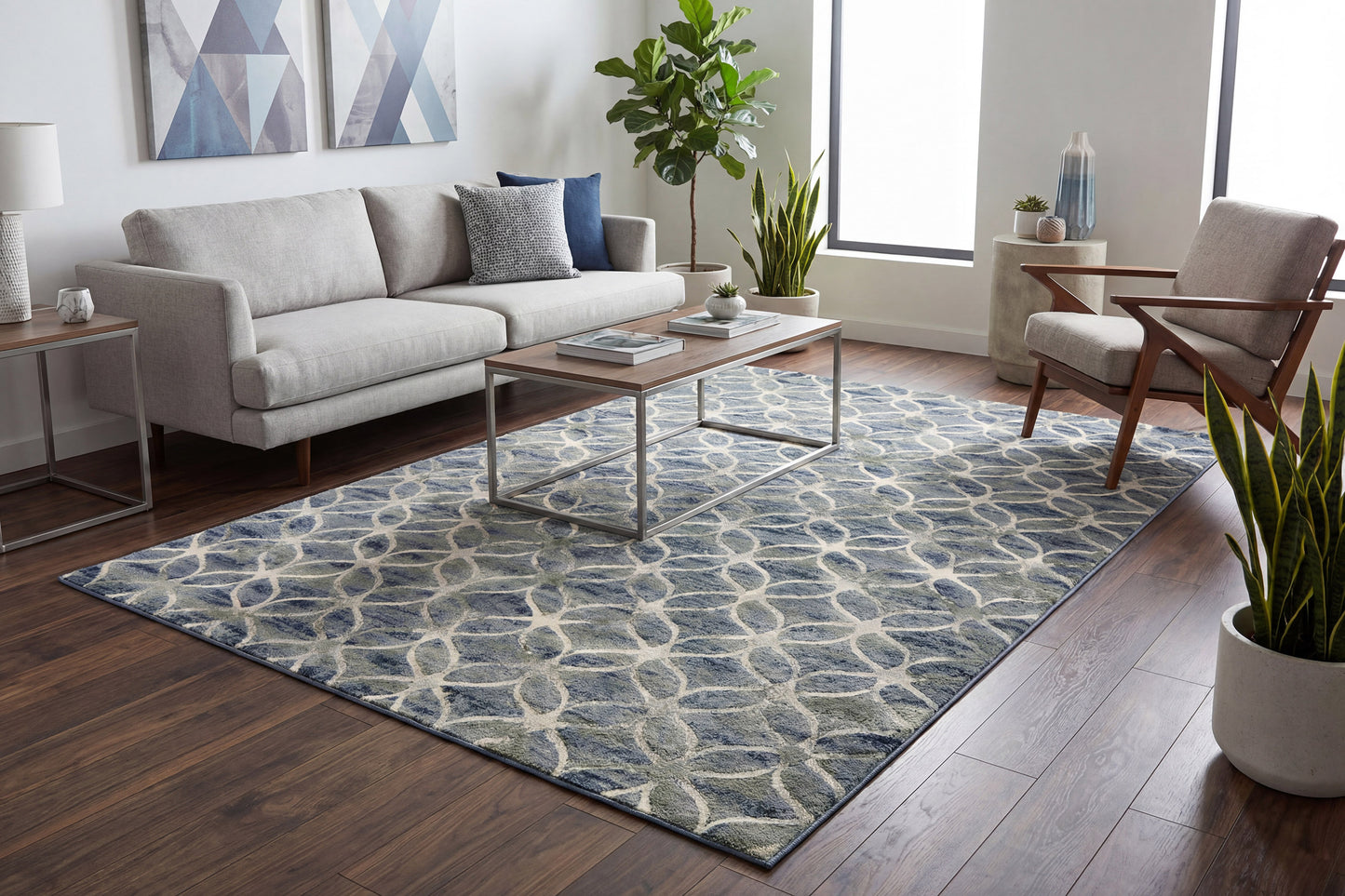 Eclipse 63396-5666 Blue Area Rug