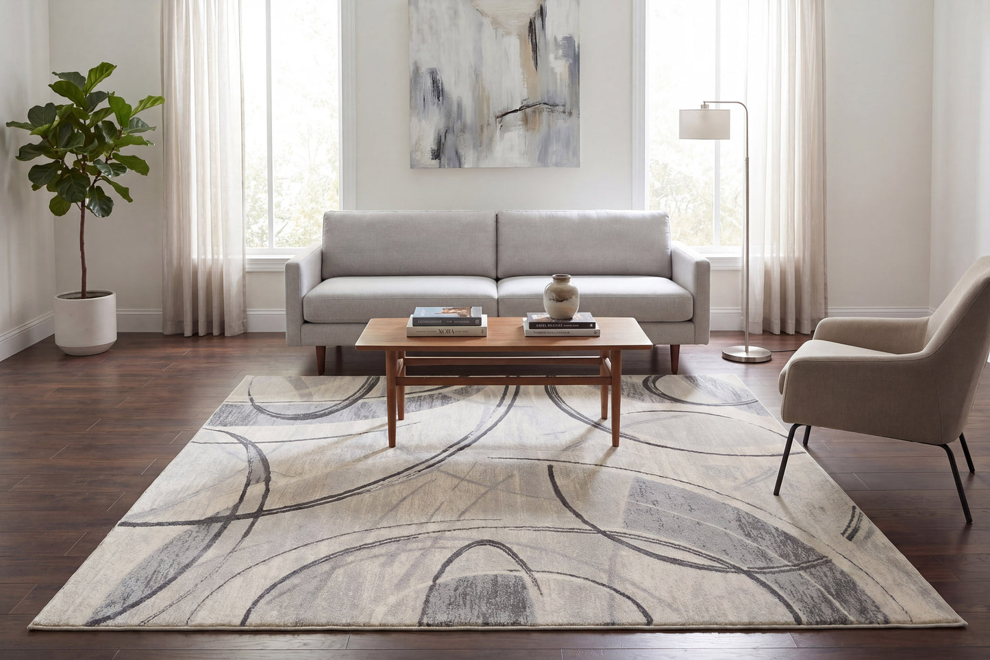 Eclipse 63972-6696 Cream/Grey/Dark Grey Area Rug