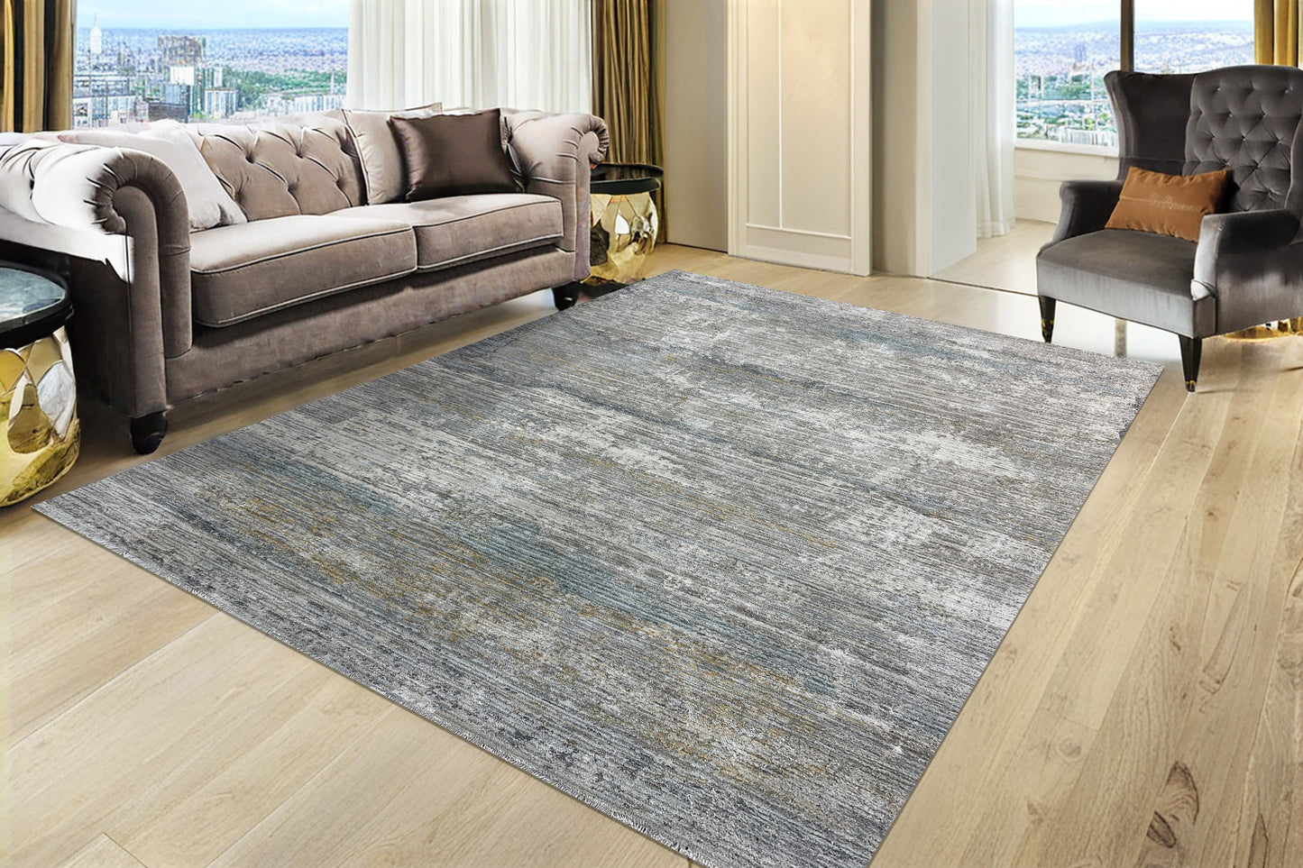 Fiora 17232-185 Cream/Taupe/Blue Area Rug