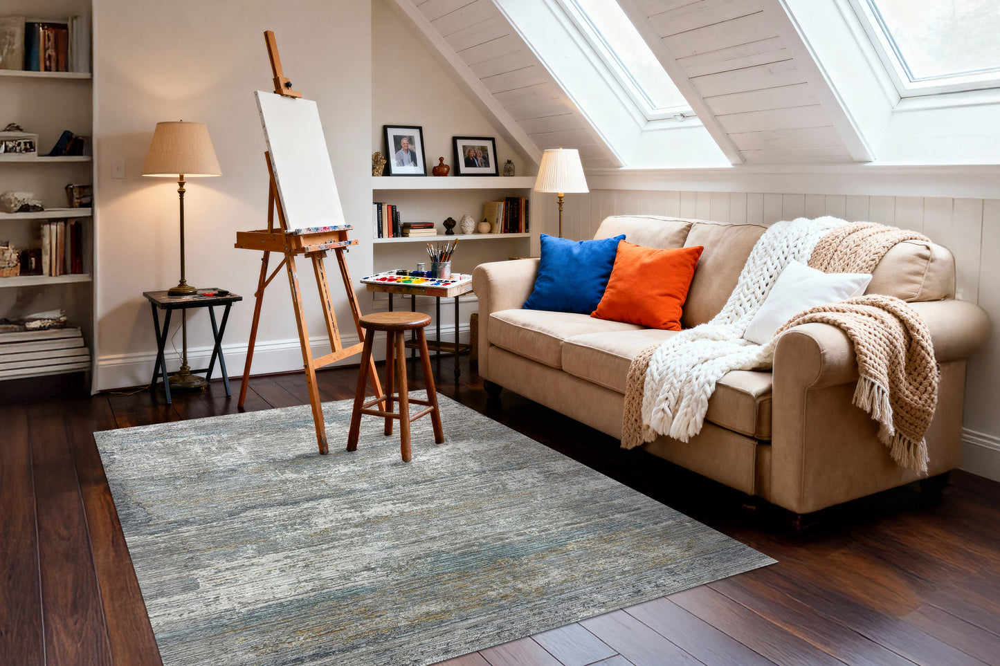 Fiora 17232-185 Cream/Taupe/Blue Area Rug