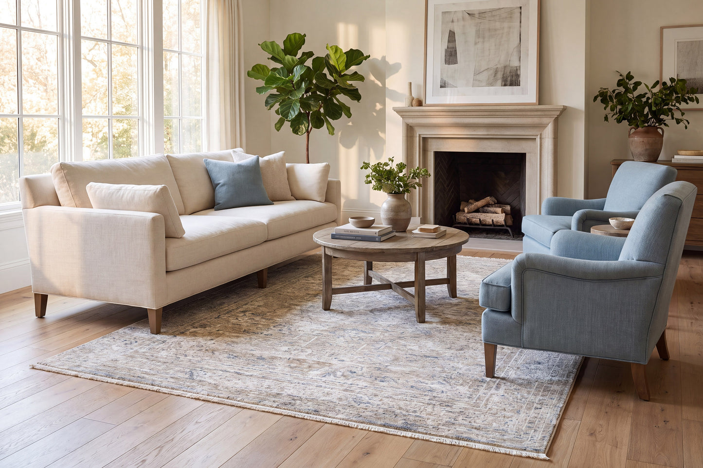 Flare 14741-815 Beige/Ivory/Blue Area Rug