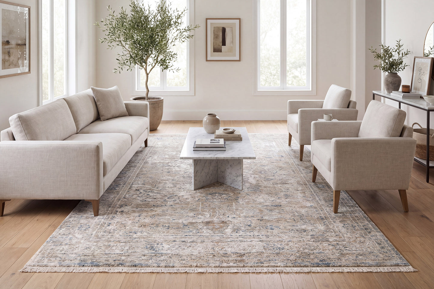 Flare 14741-815 Beige/Ivory/Blue Area Rug