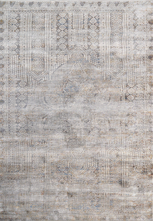 Gold 1361-915 Grey/Ivory/Navy Area Rug