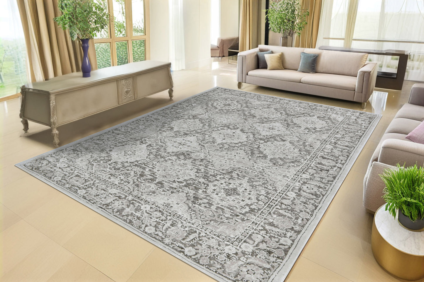 Hamilton 10605-990 Grey/Dark Grey Area Rug