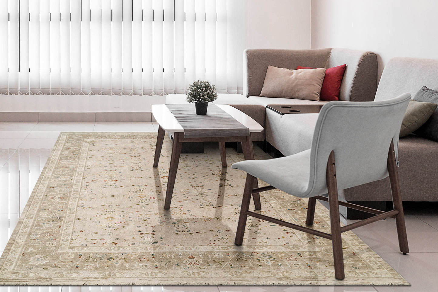 Hudson 1451-880 Beige/Dark Beige Area Rug