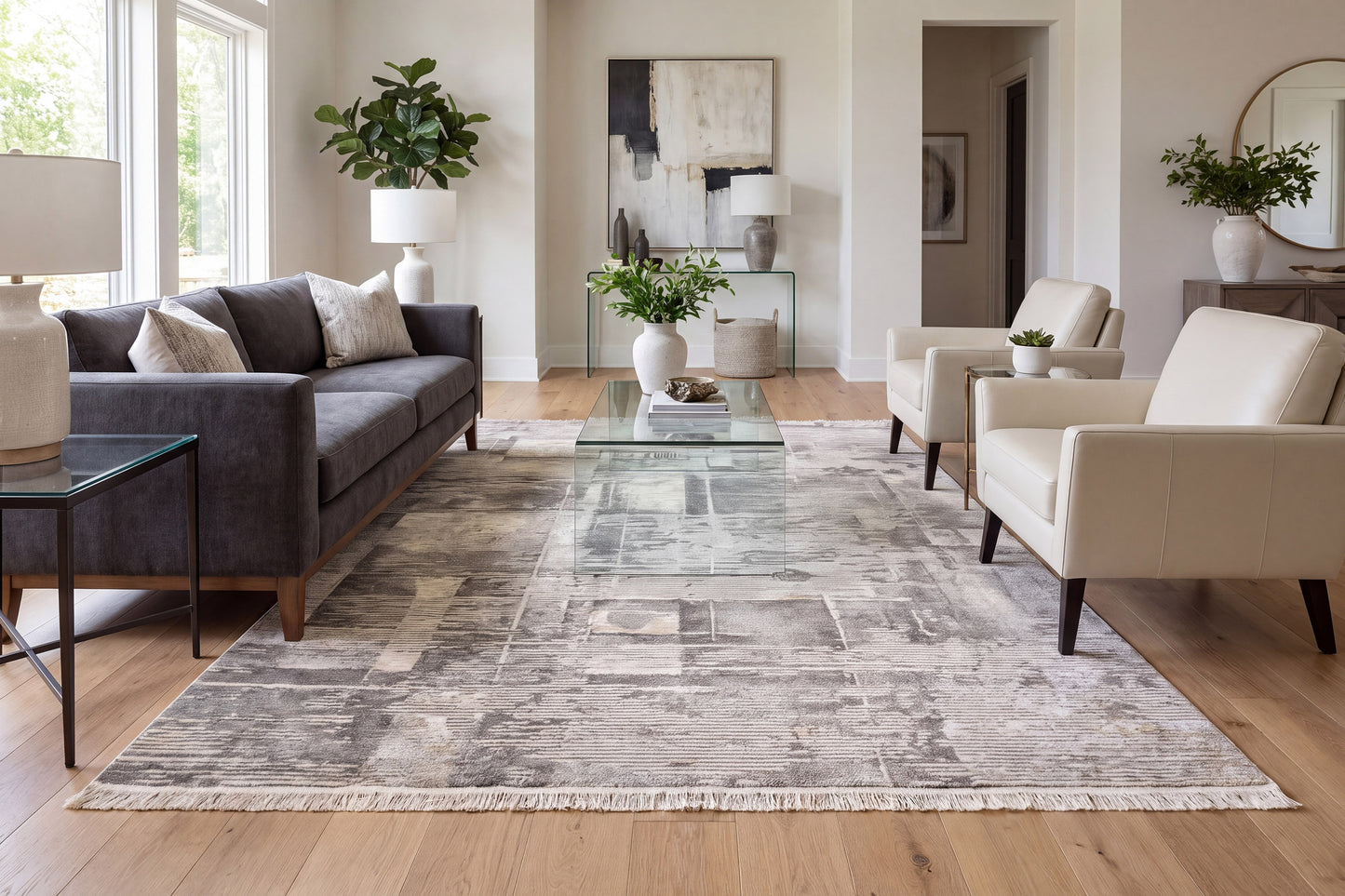 Hudson 1454-890 Beige/Grey Area Rug