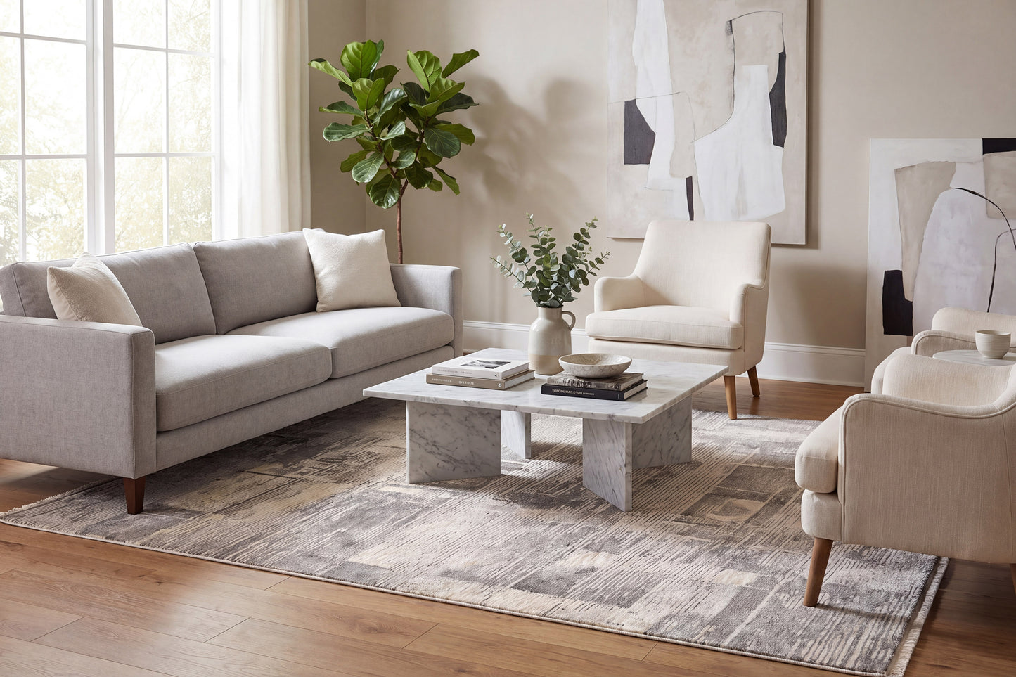 Hudson 1454-890 Beige/Grey Area Rug