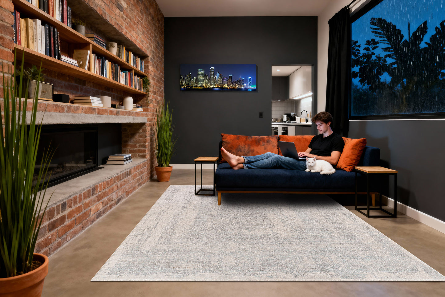 Irving 15552-190 Cream/Grey Area Rug