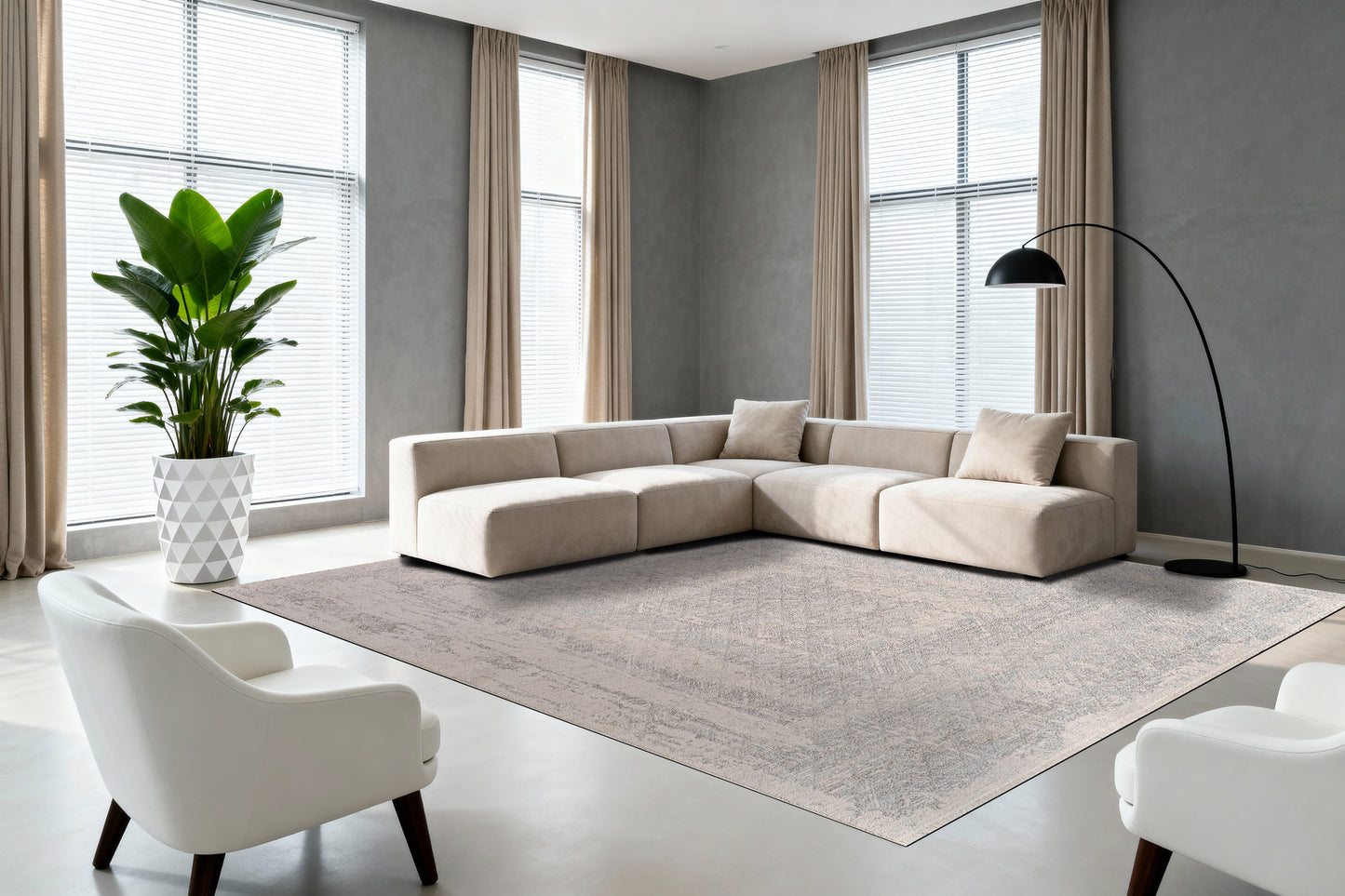 Irving 15552-190 Cream/Grey Area Rug