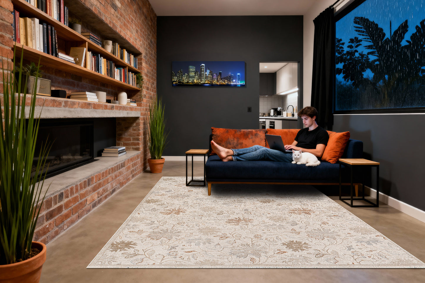 Irving 15553-186 Cream/Beige/Rust Area Rug