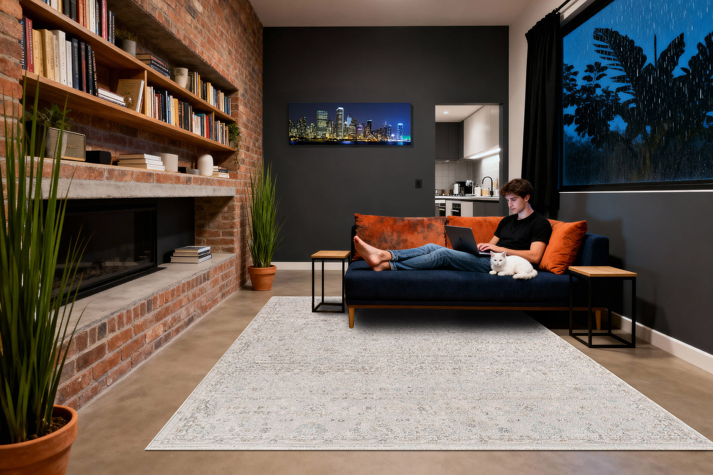 Irving 15556-918 Light Grey/Beige Area Rug