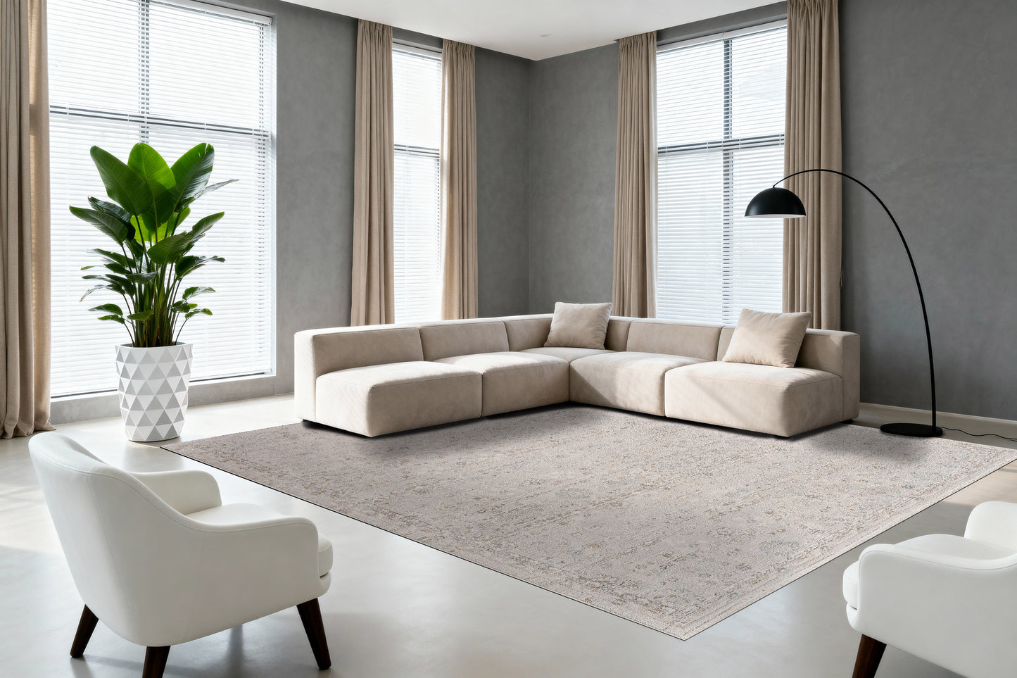 Irving 15556-918 Light Grey/Beige Area Rug