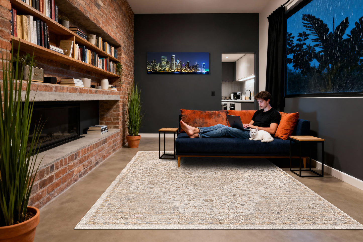 Irving 15558-816 Beige/Cream/Rust Area Rug