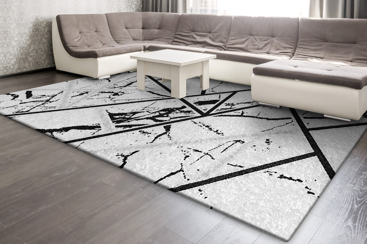 Jasmine Shaggy 3262-199 Cream/Black/Grey Area Rug