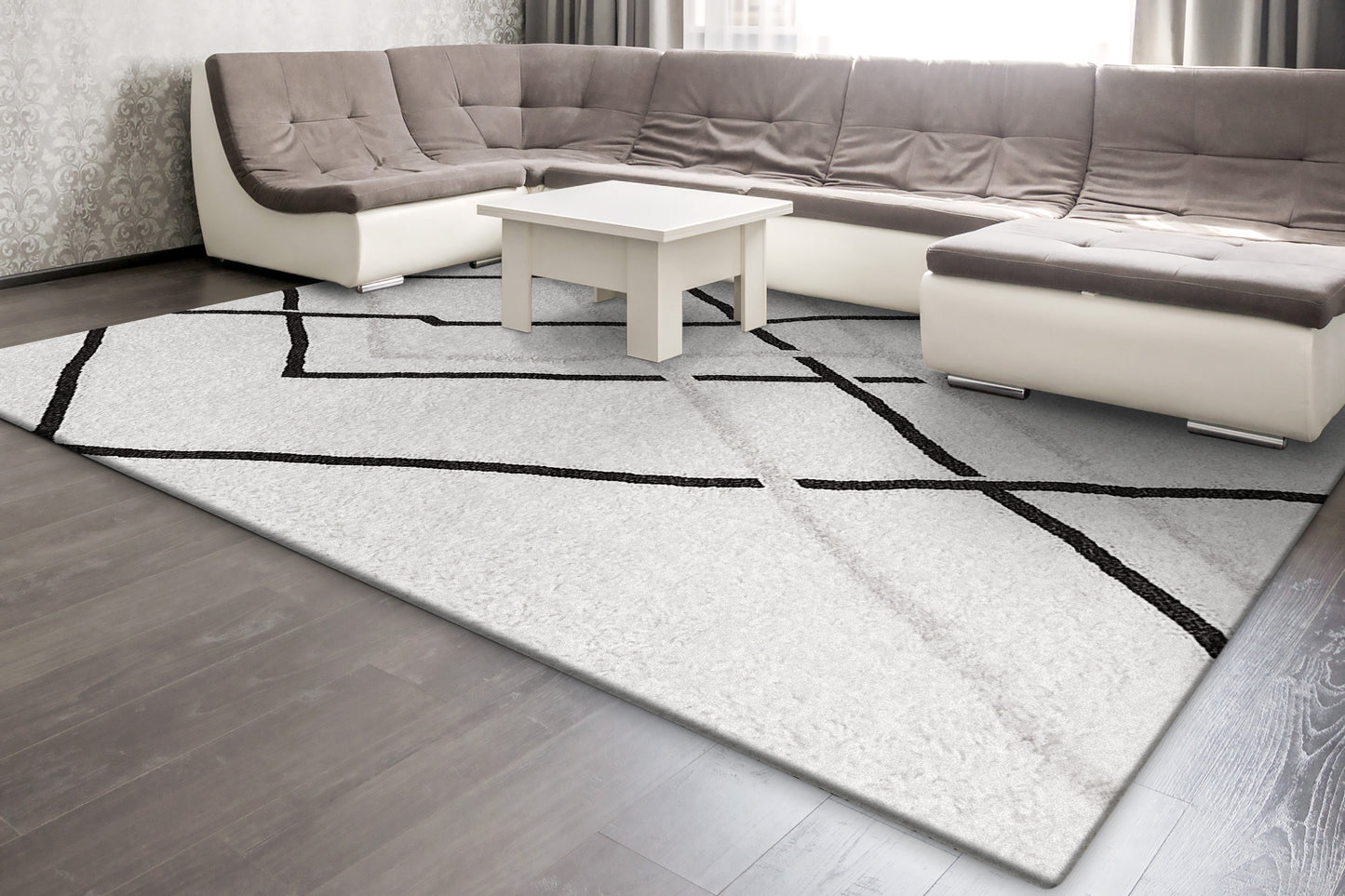 Jasmine Shaggy 3265-199 Cream/Black/Grey Area Rug