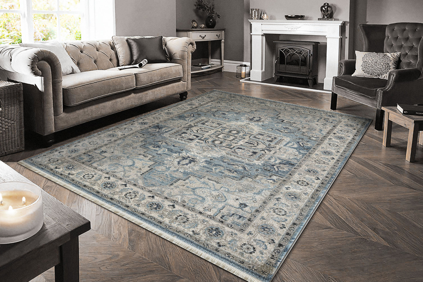 Juno 6882-500 Light Blue/Cream Area Rug