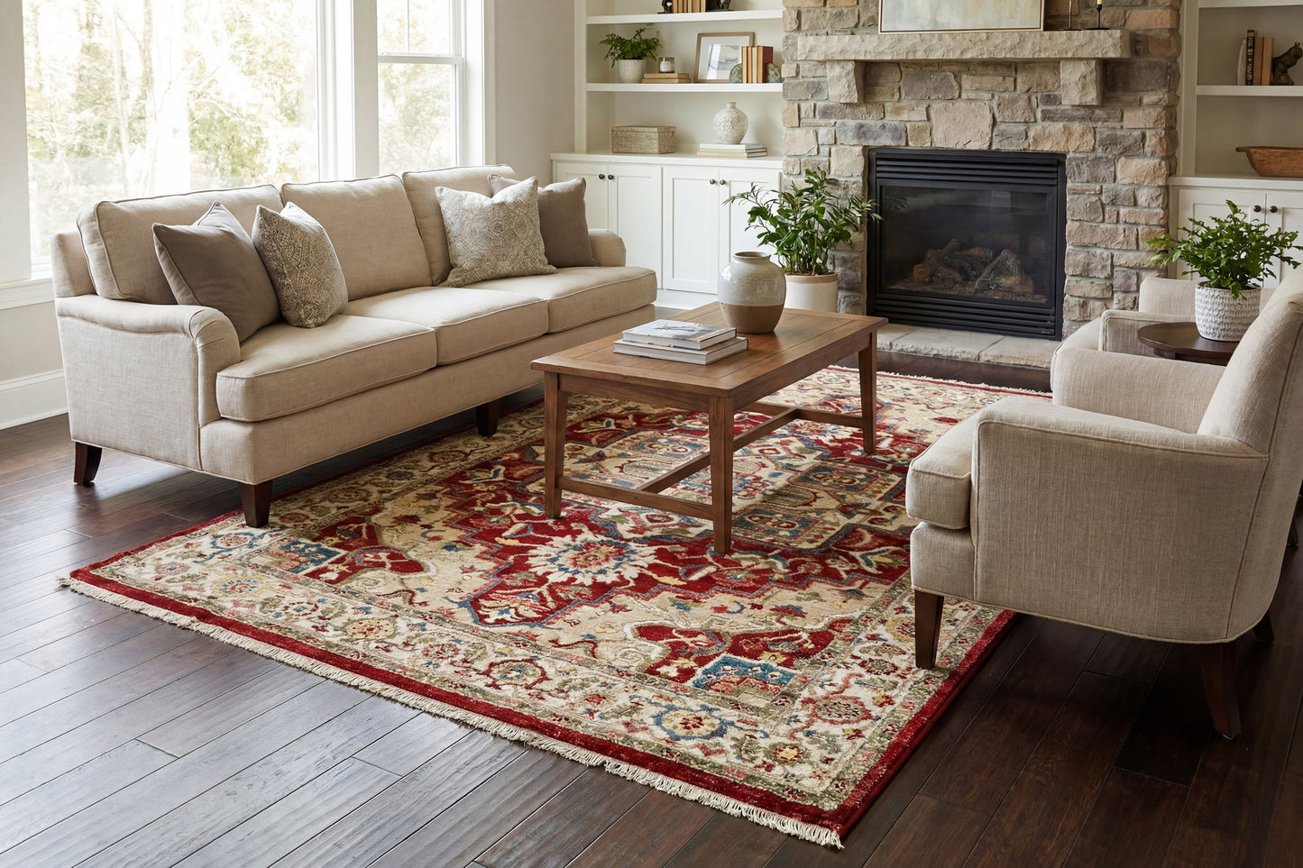 Adorn 130-6882 Ivory/Red Area Rug