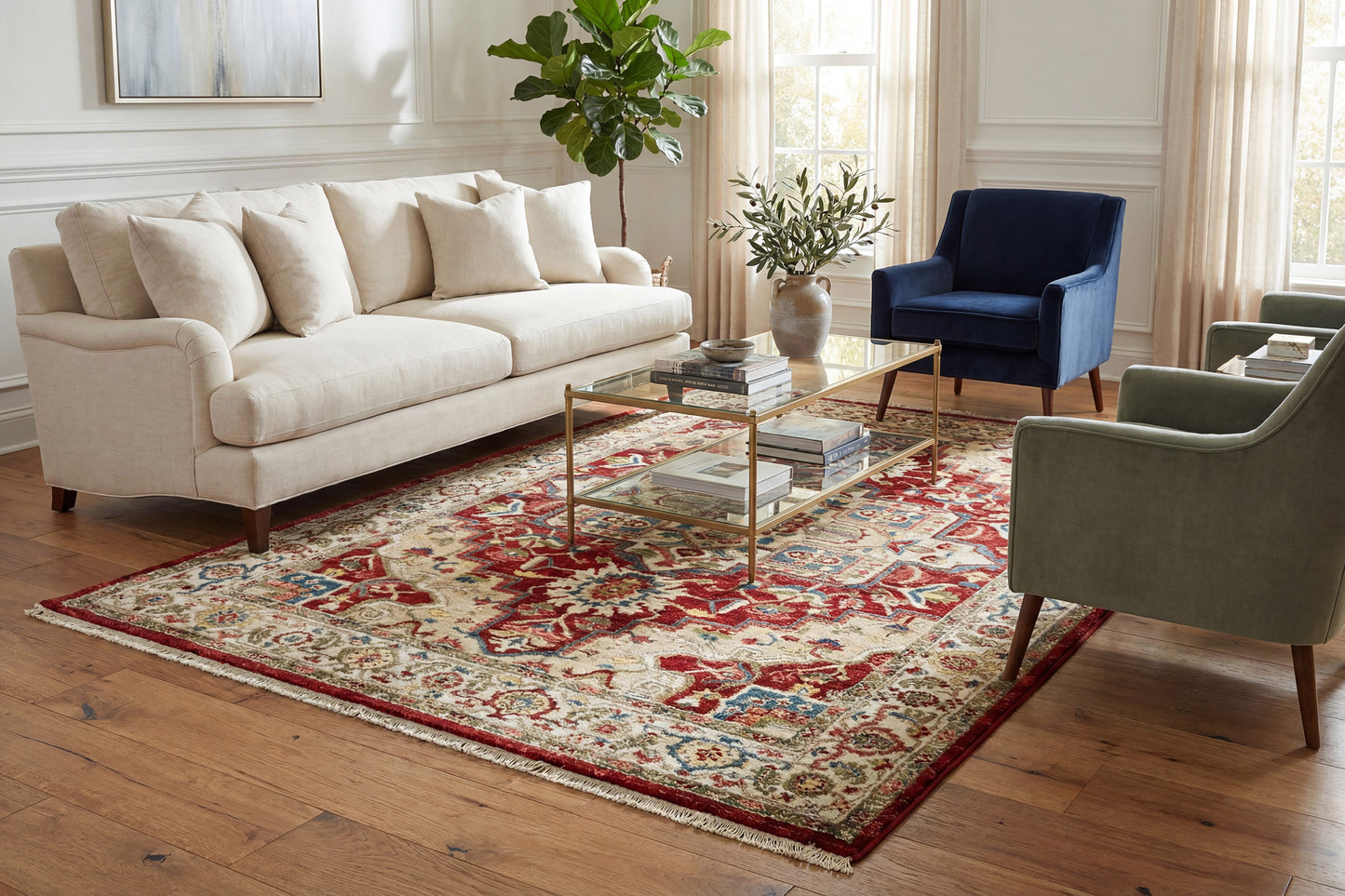 Adorn 130-6882 Ivory/Red Area Rug