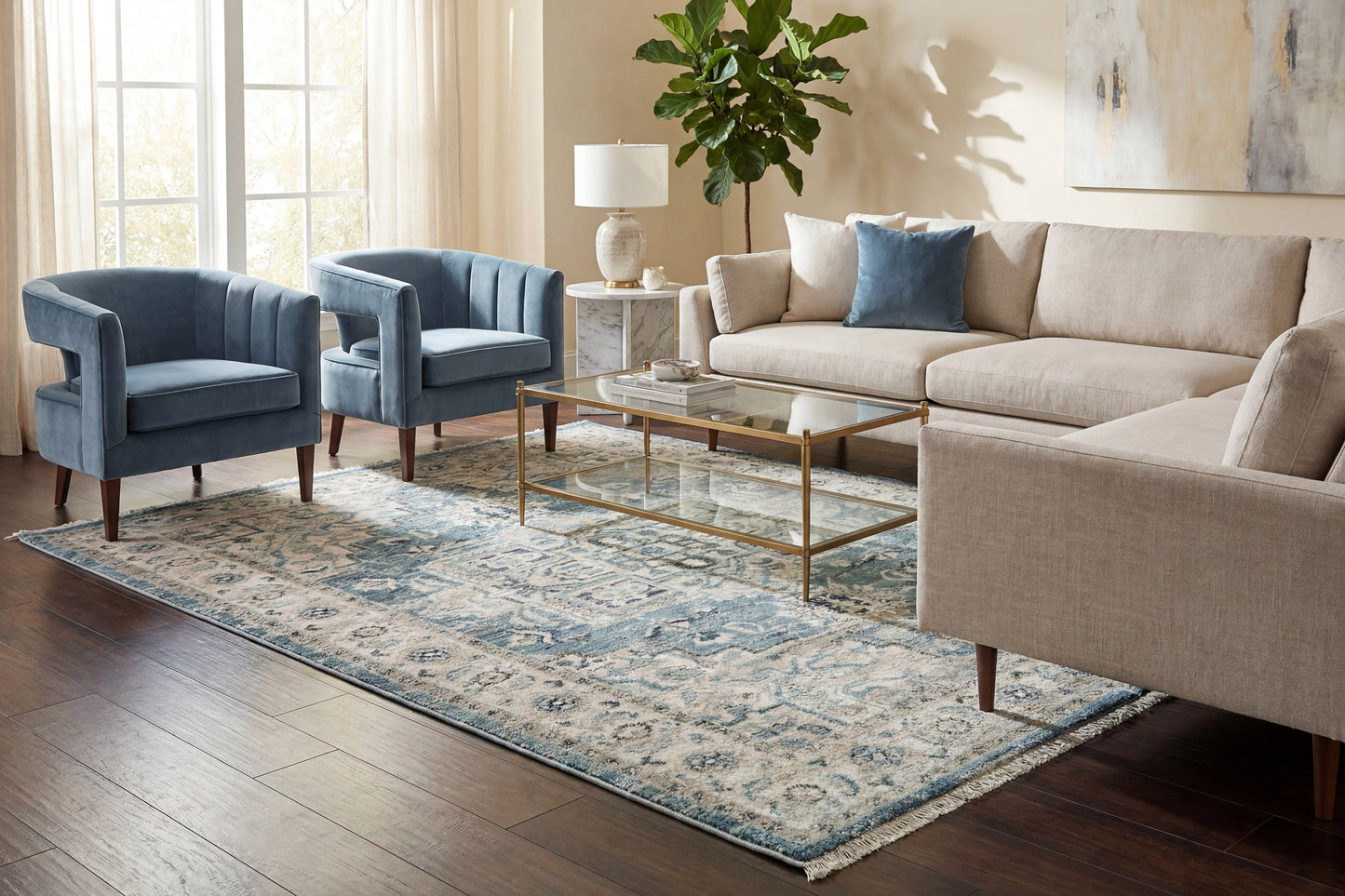 Adorn 500-6882 Light Blue/Cream Area Rug
