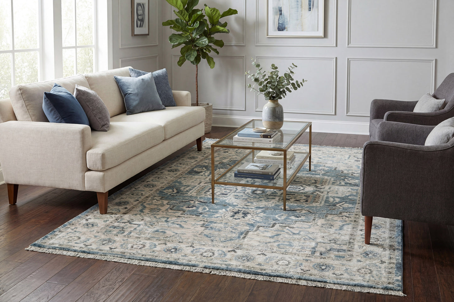 Adorn 500-6882 Light Blue/Cream Area Rug