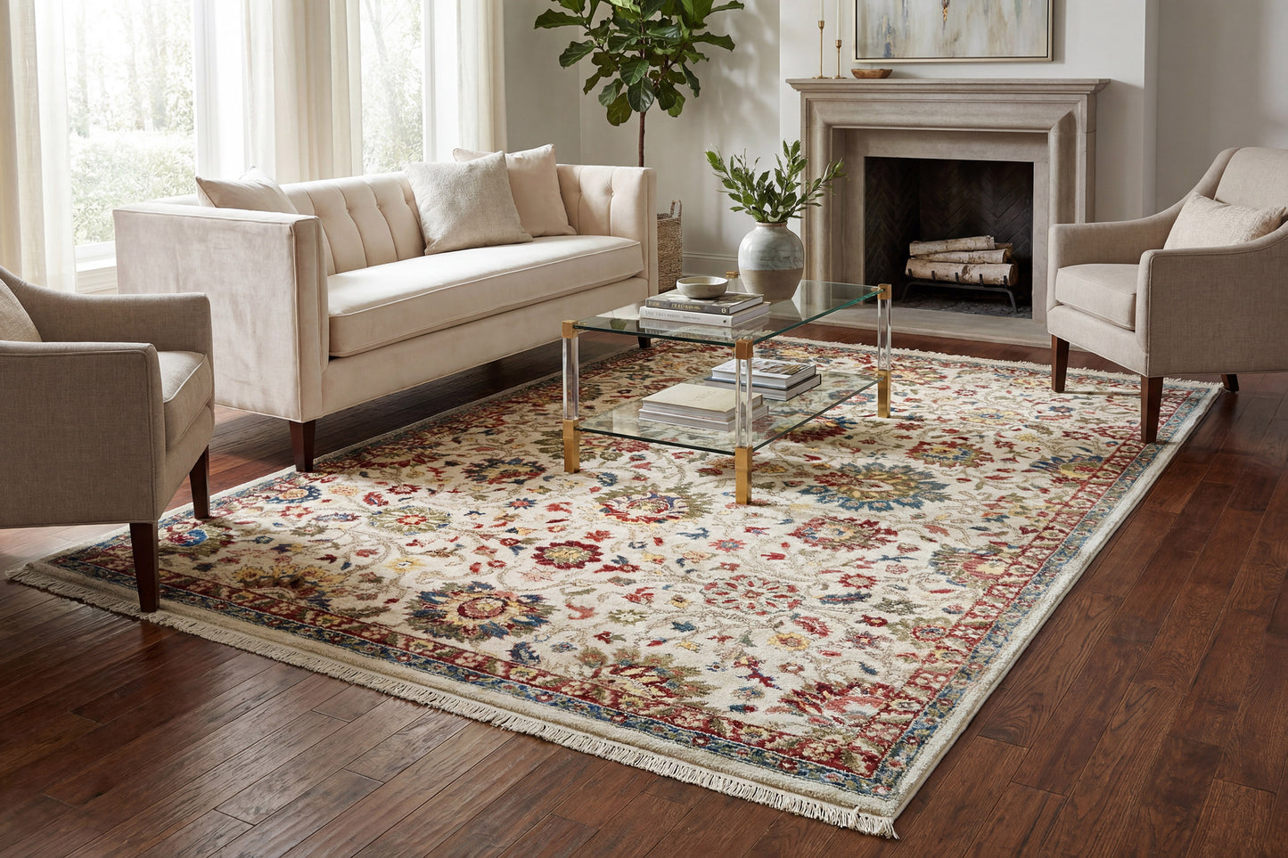 Adorn 130-6883 Ivory/Red Area Rug