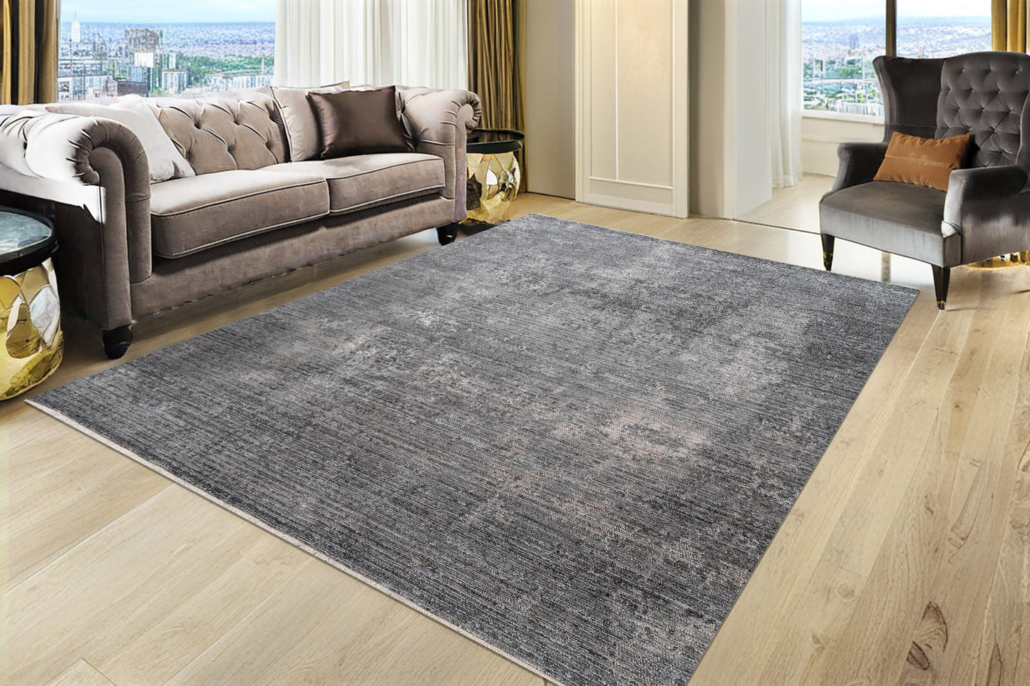 Kyra 13707-950 Grey/Navy Area Rug