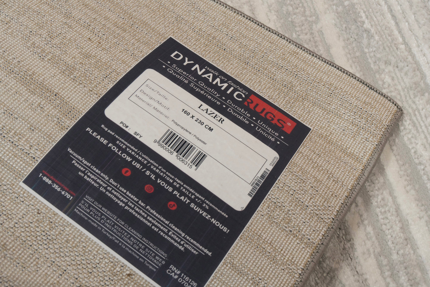 Lazer 12674-190 Light Grey Area Rug
