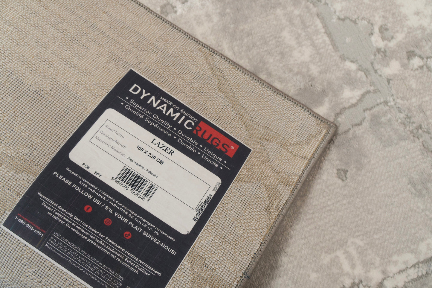 Lazer 12676-190 Light Grey Area Rug