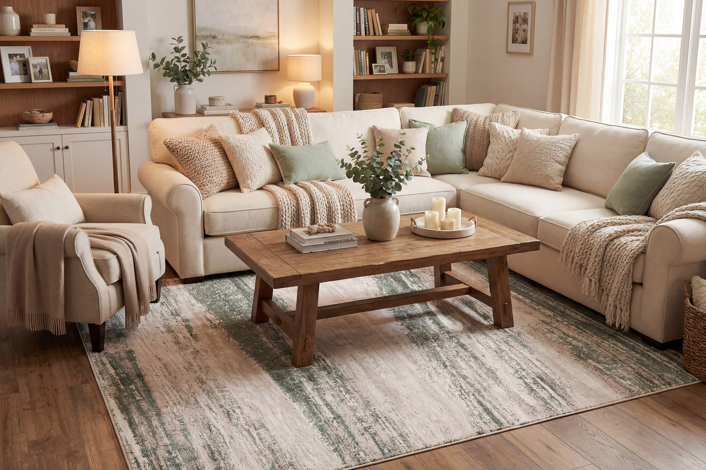 Lazer 12675-140 Cream/Green Area Rug