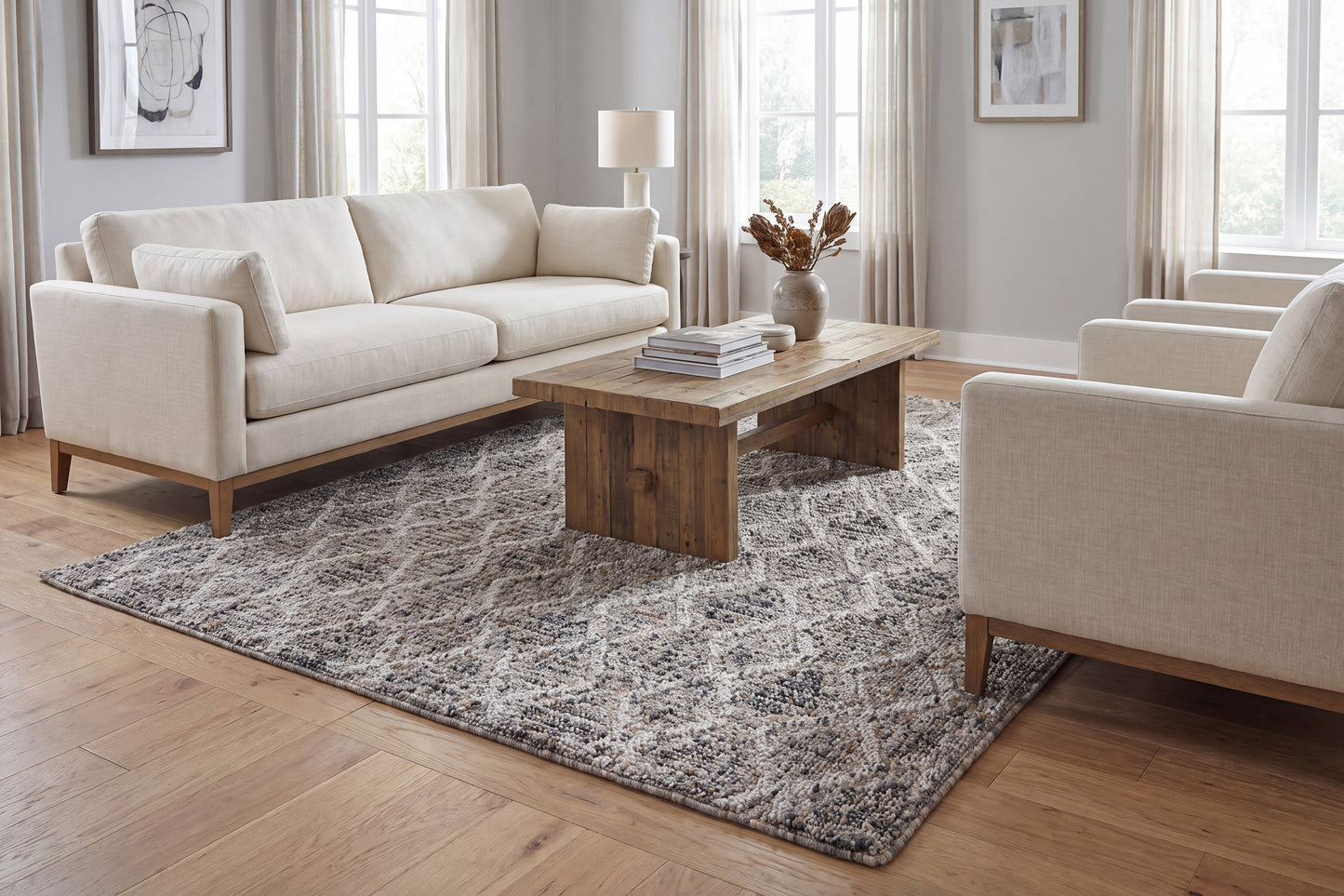 Leon 13605-980 Grey/Beige Area Rug