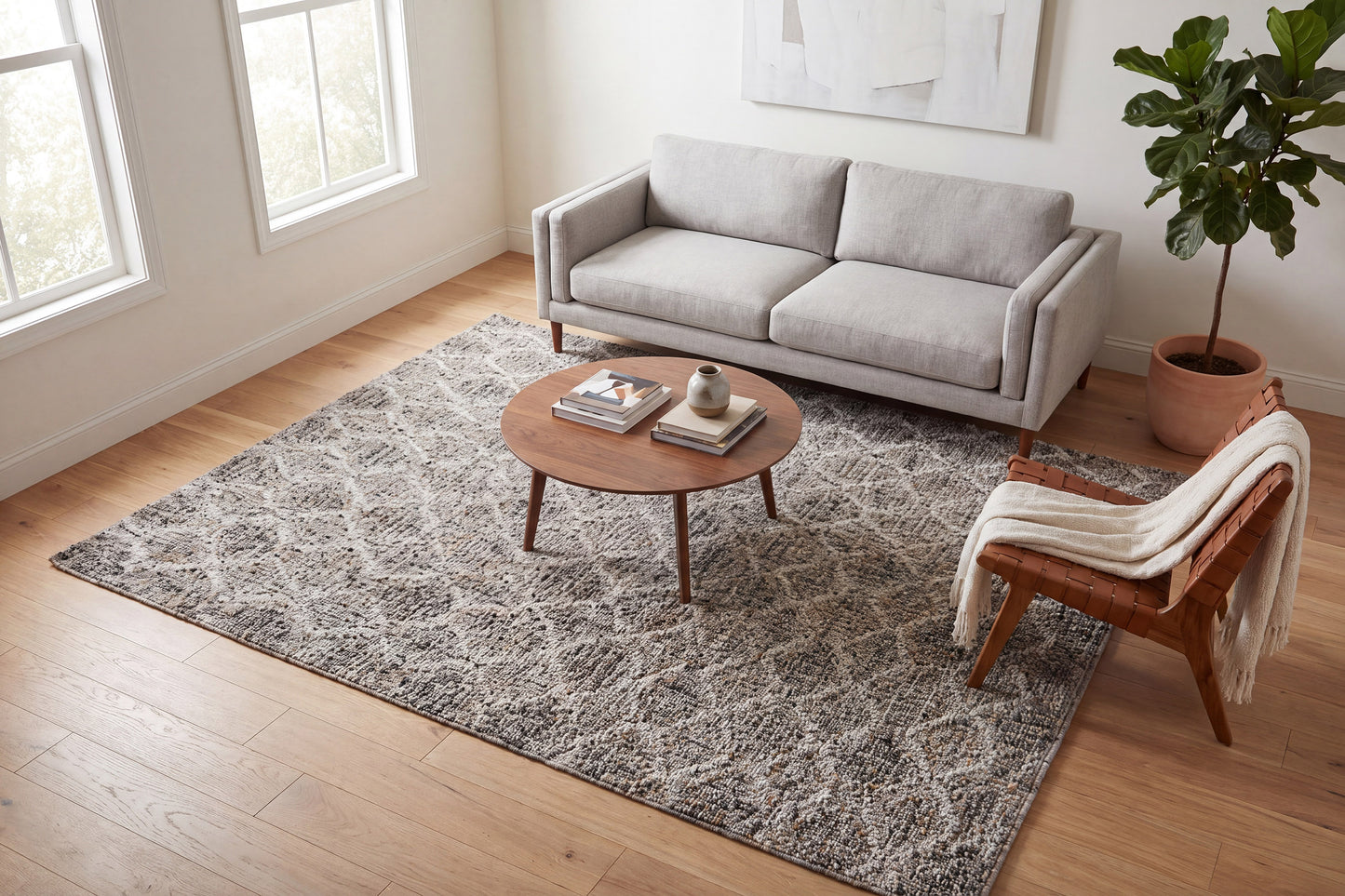 Leon 13605-980 Grey/Beige Area Rug