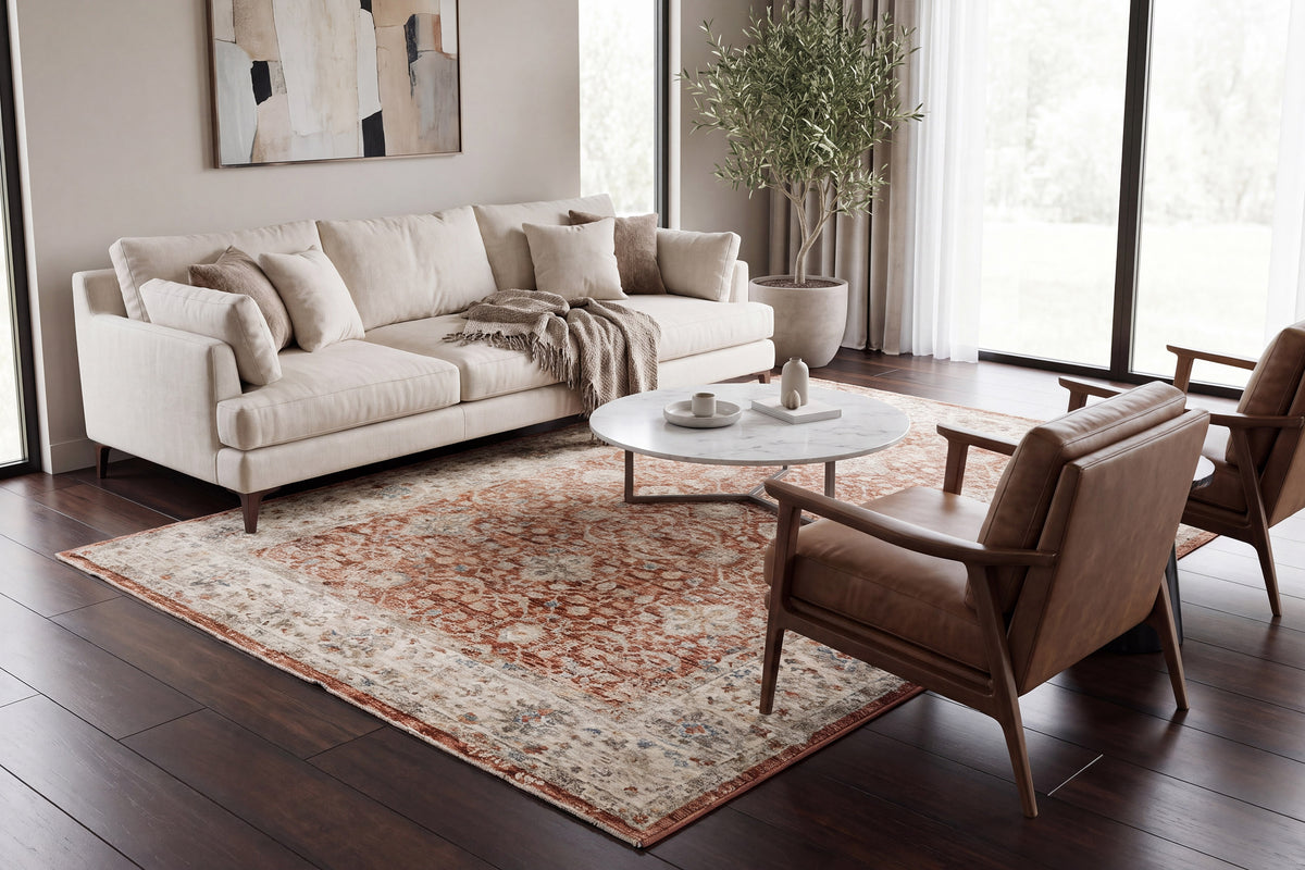 Luminous 17603-610 Rust/Cream Area Rug